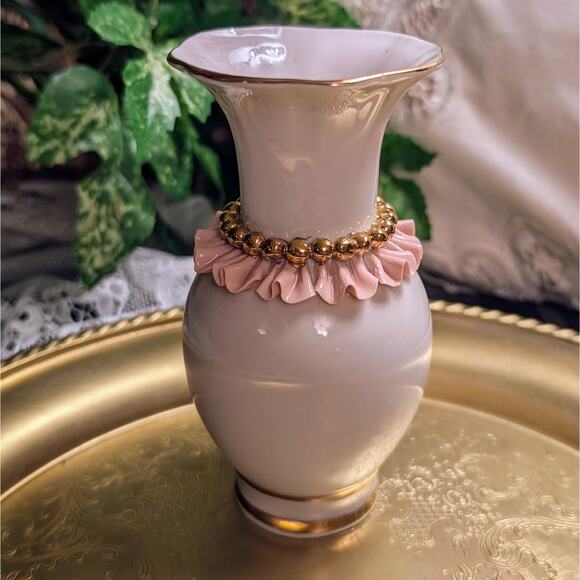 RARE Fenix Kislovodsk Vintage Handmade Russian Porcelain Vase w/ 24K Gold Beads - Picture 3 of 10
